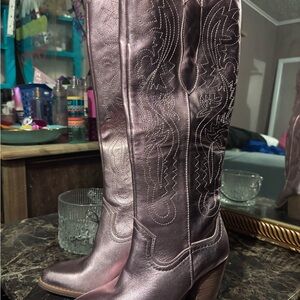 Gianni Bini Metallic Pink Heeled Boots